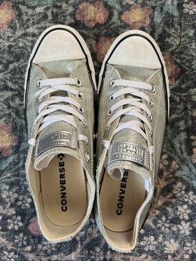 Converse Silver Glitter Low Top Sneakers